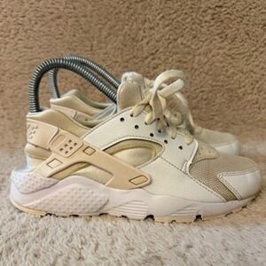 Nike Air Huarache Kids 4.5Y Sail White Shoes Sneakers 654275-110 Lace Up